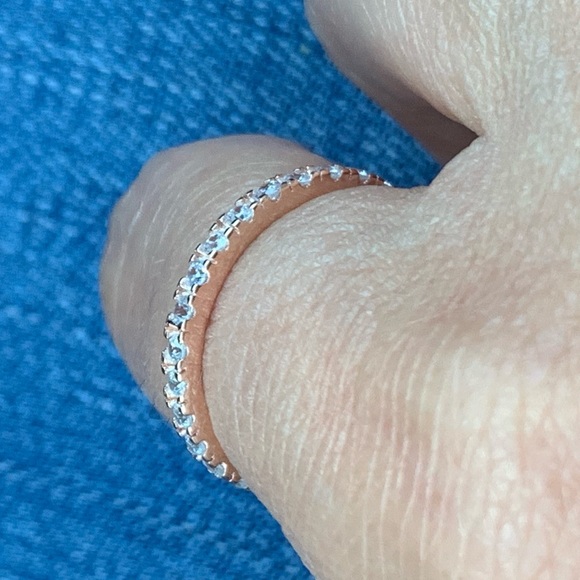 Rose Gold Plated Plated CZ Inlay Eternity Band - Picture 5 of 8